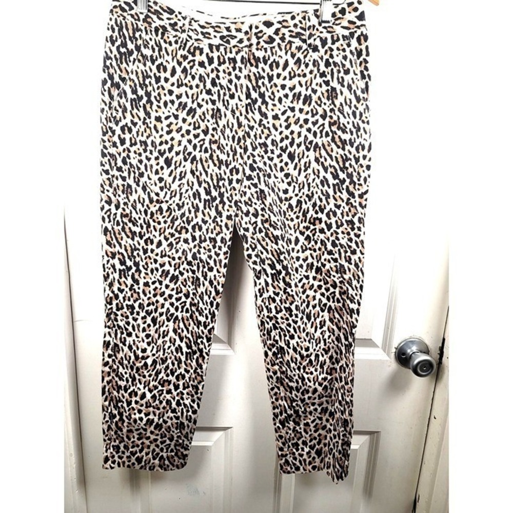 J crew Capri Leopard Print Women's Dressing Pants With Zipper & Hook Closure Siz